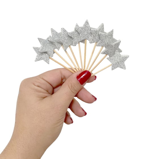 Palito Decorativo Estrelinha Glitter