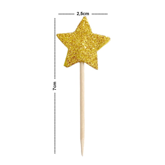 Palito Decorativo Estrelinha Glitter