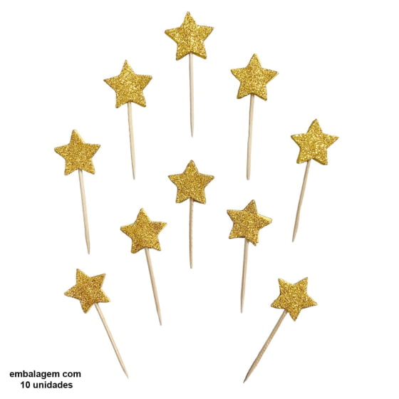 Palito Decorativo Estrelinha Glitter