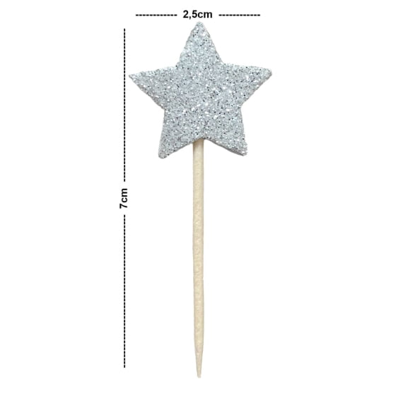 Palito Decorativo Estrelinha Glitter