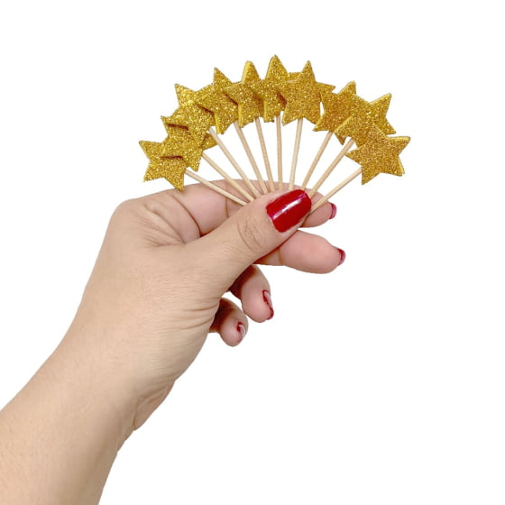 Palito Decorativo Estrelinha Glitter