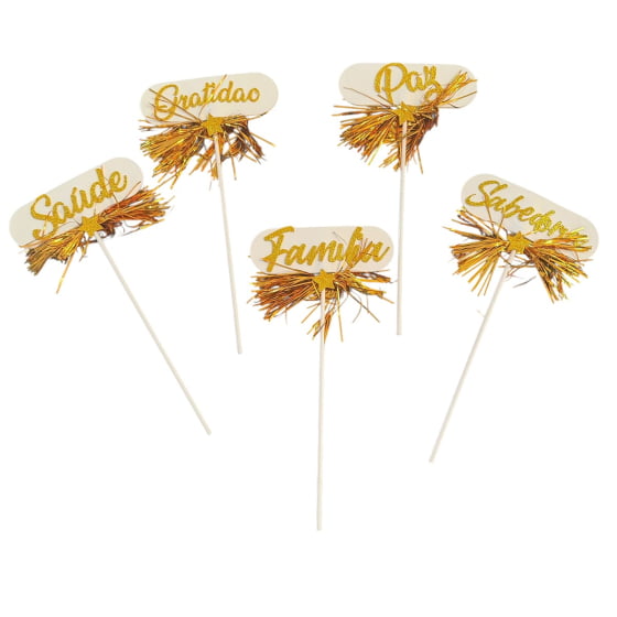 Palito Decorativo Frases Positivas Ano Novo Reveillon