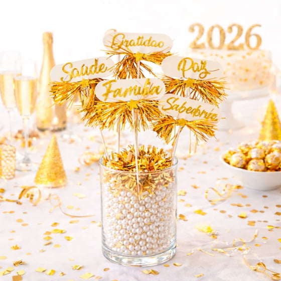 Palito Decorativo Frases Positivas Ano Novo Reveillon