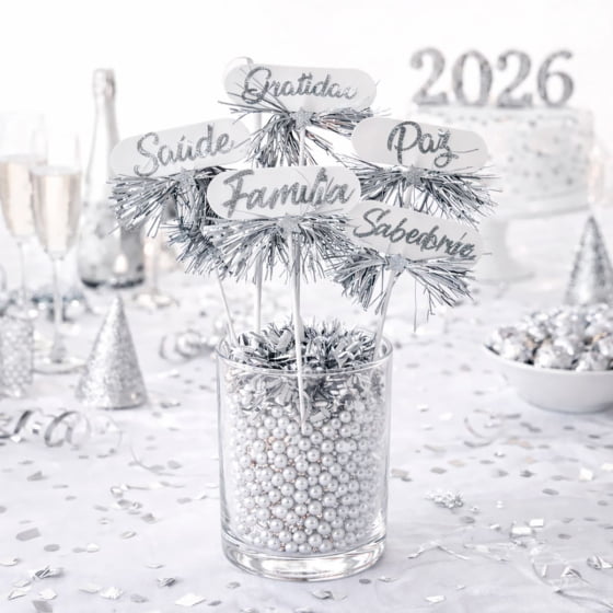 Palito Decorativo Frases Positivas Ano Novo Reveillon