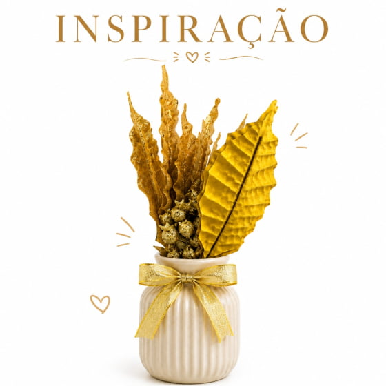 Pick Decorativo Poinsettia com Glitter Dourado Ouro