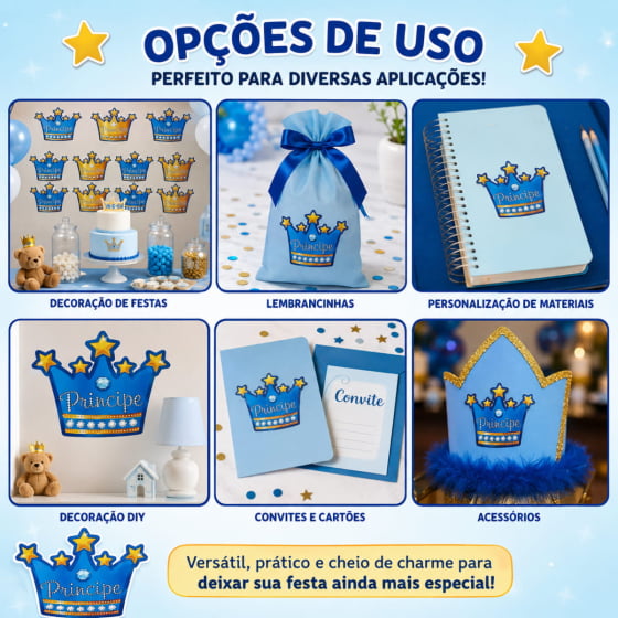 Adesivo Decorativo Coroa de Príncipe - 17 unidades