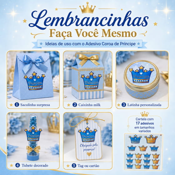 Adesivo Decorativo Coroa de Príncipe - 17 unidades