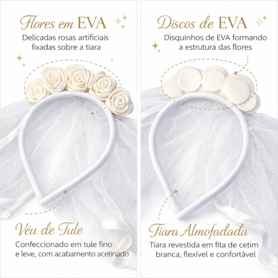 Veuzinho de Noiva Tradicional com Tule Branco