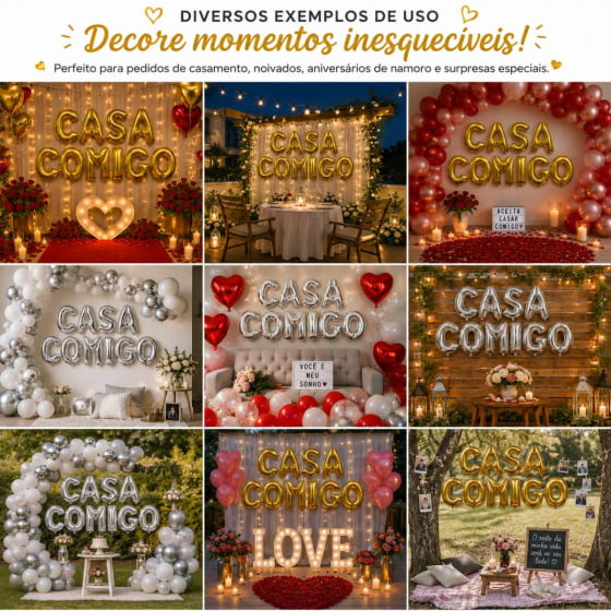 Kit Balão Metalizado Casa Comigo 16" polegadas Escolha a Cor