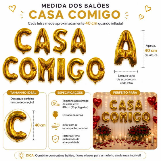 Kit Balão Metalizado Casa Comigo 16" polegadas Escolha a Cor Kit Balão Metalizado Casa Comigo 16" polegadas Escolha a Cor