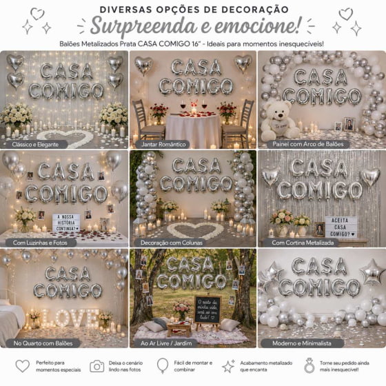 Kit Balão Metalizado Casa Comigo 16" polegadas Escolha a Cor