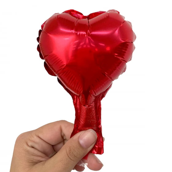 Mini Balão Decorativo Metalizado Coração Vermelho