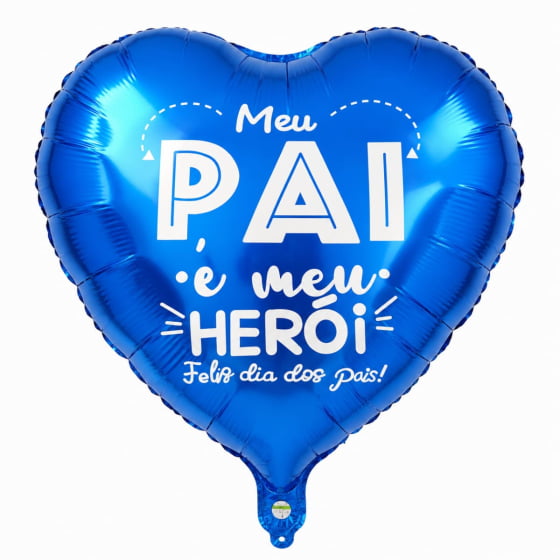 Balão Metalizado Coração Dia dos Pais 18" polegadas