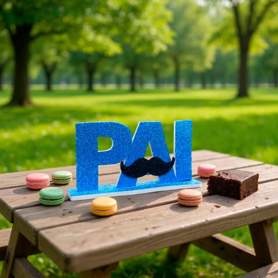 Enfeite de Mesa EVA com Glitter Escrita "Pai" Dia dos Pais