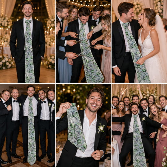 Gravatão Casamento Hora da Gravata Estampa Dollar