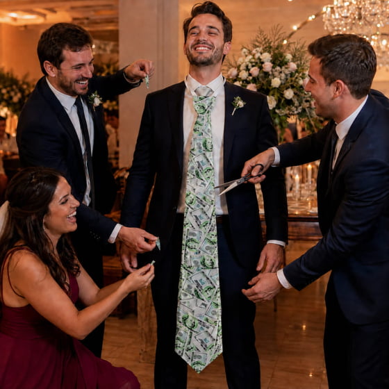 Gravatão Casamento Hora da Gravata Estampa Dollar