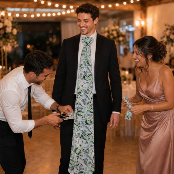 Gravatão Casamento Hora da Gravata Estampa Dollar
