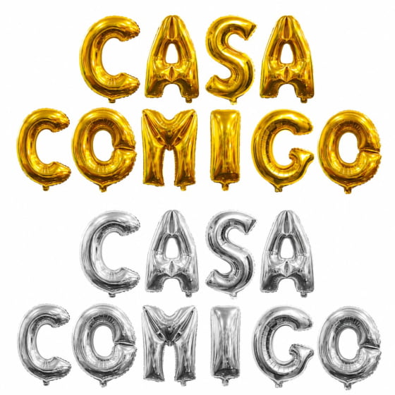 Kit Balão Metalizado Casa Comigo 16" polegadas Escolha a Cor Kit Balão Metalizado Casa Comigo 16" polegadas Escolha a Cor