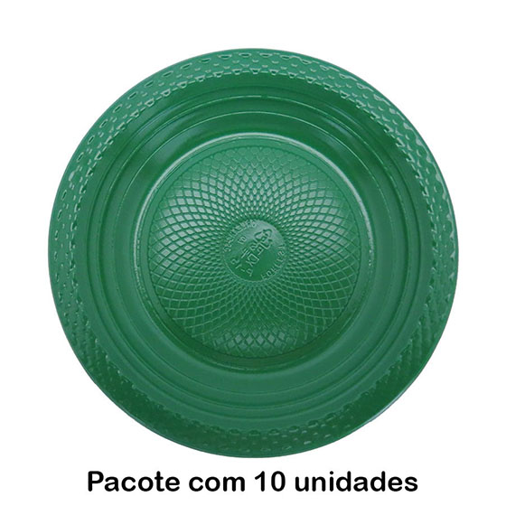 Prato de Bolo Descartável 15 cm Verde Escuro - 10 unidades