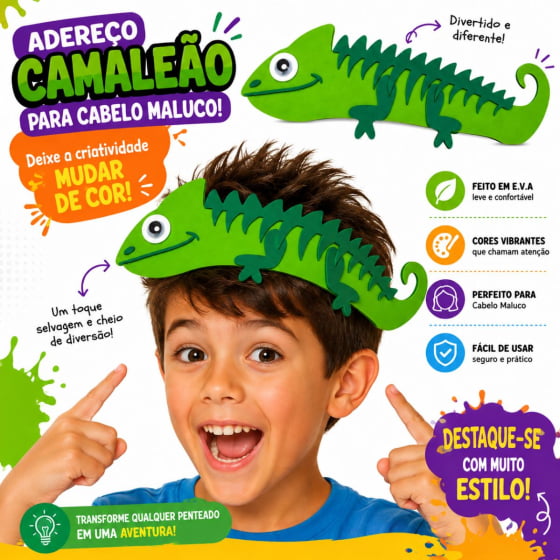 Adereço Camaleão para Cabelo Maluco