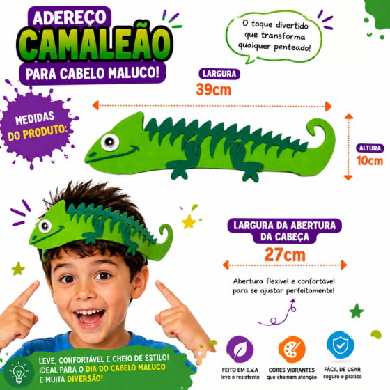 Adereço Camaleão para Cabelo Maluco