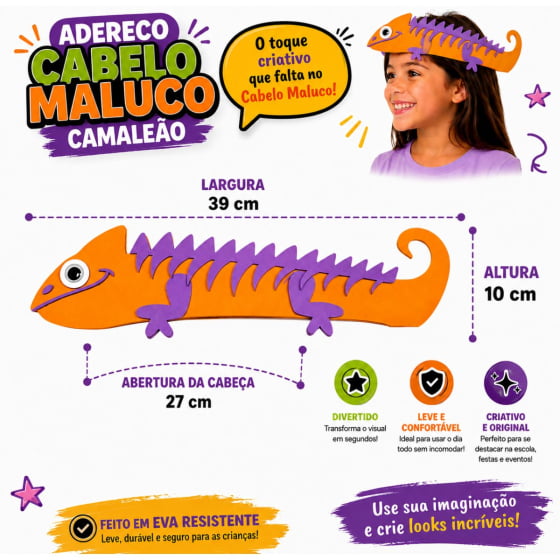 Adereço Camaleão para Cabelo Maluco