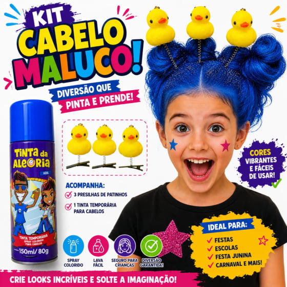 Kit Cabelo Maluco ( 3 Patinhos + Tinta azul)