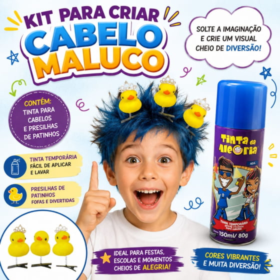 Kit Cabelo Maluco ( 3 Patinhos + Tinta azul)