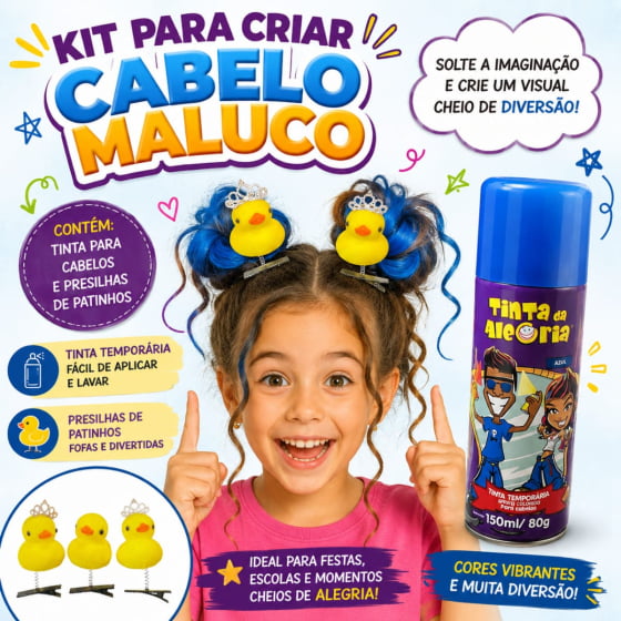 Kit Cabelo Maluco ( 3 Patinhos + Tinta azul)