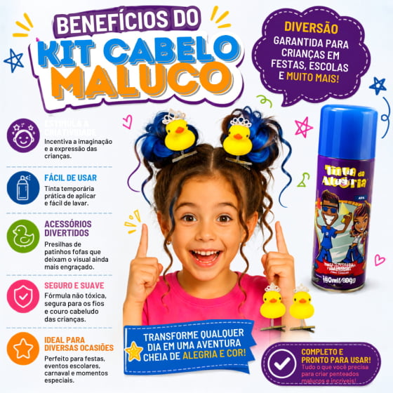 Kit Cabelo Maluco ( 3 Patinhos + Tinta azul)