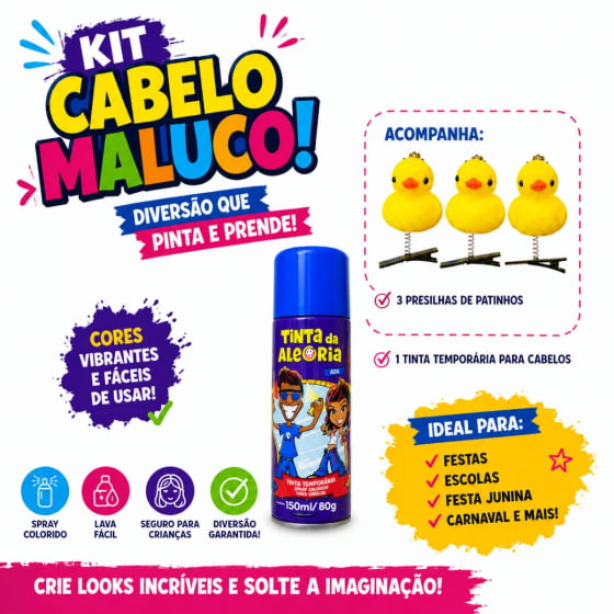 Kit Cabelo Maluco ( 3 Patinhos + Tinta de Cabelo Azul)