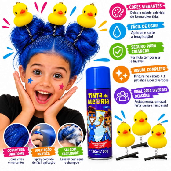 Kit Cabelo Maluco ( 3 Patinhos + Tinta de Cabelo Azul)