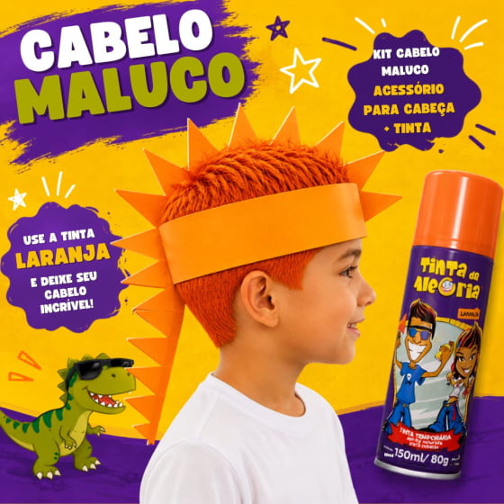 Kit Cabelo Maluco Dinossauro com Tinta e Acessório de Cabeça
