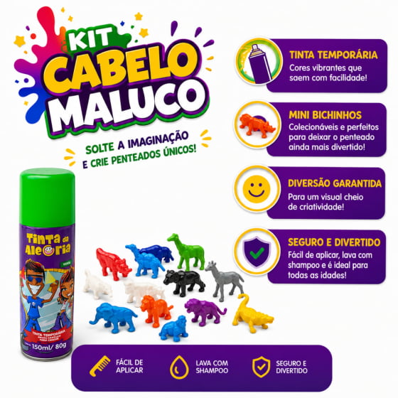 Kit Cabelo Maluco Mini Bichinhos (Tinta + Mini bichinhos)