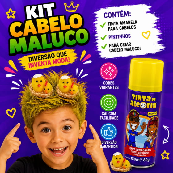 Kit Cabelo Maluco (Ninho Pintinhos + Tinta amarela)