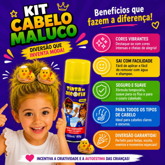 Kit Cabelo Maluco (Ninho Pintinhos + Tinta amarela)
