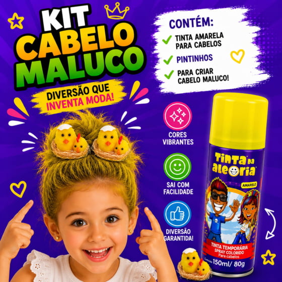 Kit Cabelo Maluco (Ninho Pintinhos + Tinta amarela)