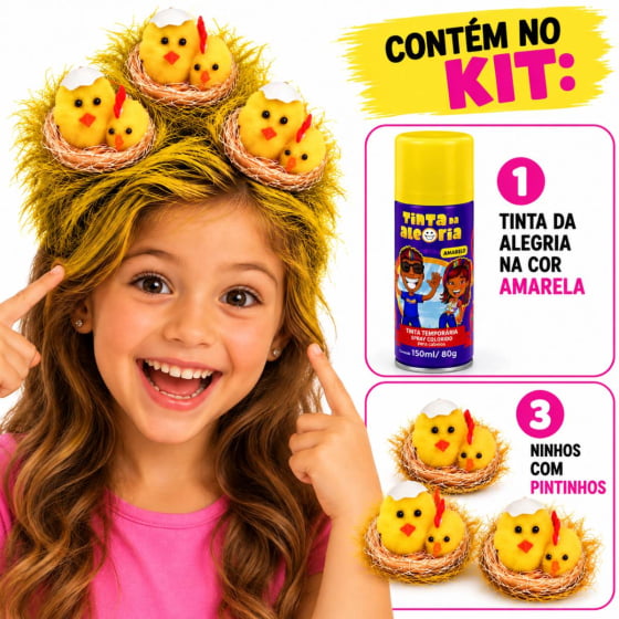 Kit Cabelo Maluco (Ninho Pintinhos + Tinta de Cabelo Amarela)