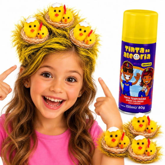 Kit Cabelo Maluco (Ninho Pintinhos + Tinta de Cabelo Amarela)