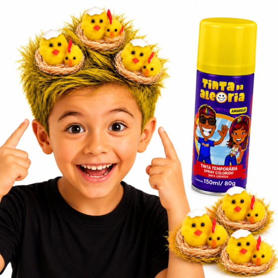 Kit Cabelo Maluco (Ninho Pintinhos + Tinta de Cabelo Amarela)