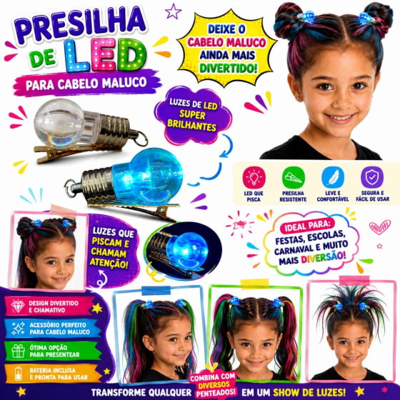 Presilha Lâmpada Led Cabelo Maluco Presilha Lâmpada Led Cabelo Maluco