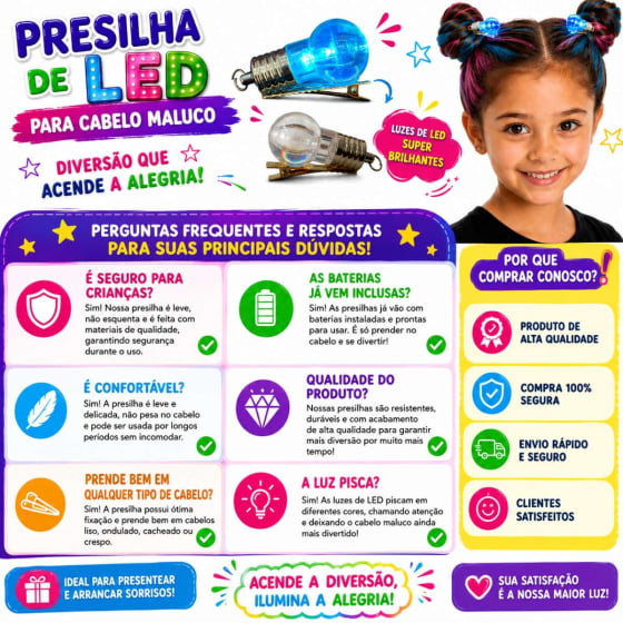 Presilha Lâmpada LED para Cabelo Maluco