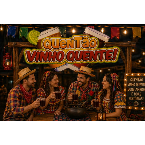 Plaquinha Decorativa Quentão e Vinho Quente