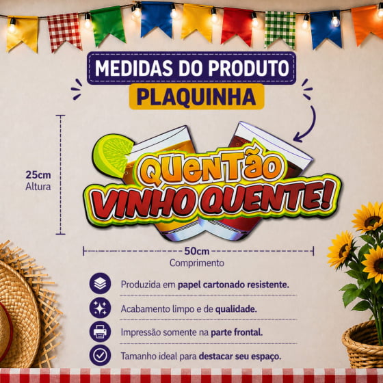 Plaquinha Decorativa Quentão e Vinho Quente