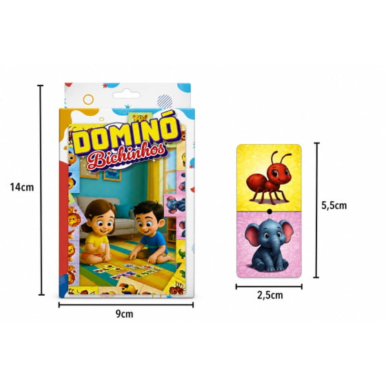 Jogo Dominó Bichinhos com 28 Cartas