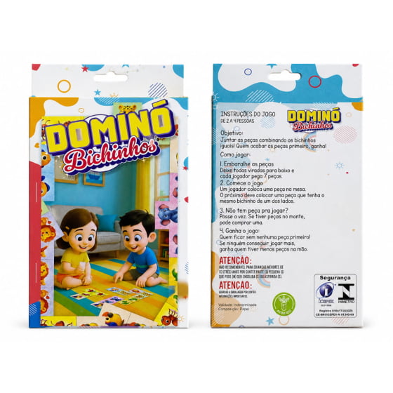 Jogo Dominó Bichinhos com 28 Cartas