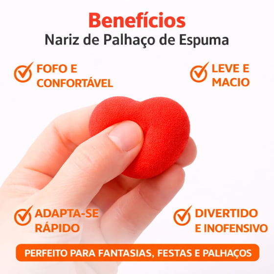 Nariz de Palhaço Espuma Vermelho Envio Imediato Kit com 2