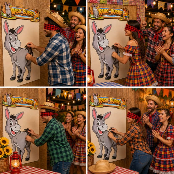 Painel Divertido Rabo do Burro Brincadeira Festa Junina