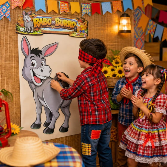 Painel Divertido Rabo do Burro Brincadeira Festa Junina