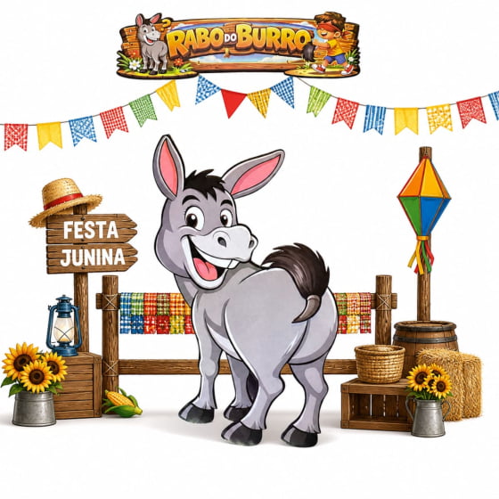 Painel Divertido Rabo do Burro Brincadeira Festa Junina